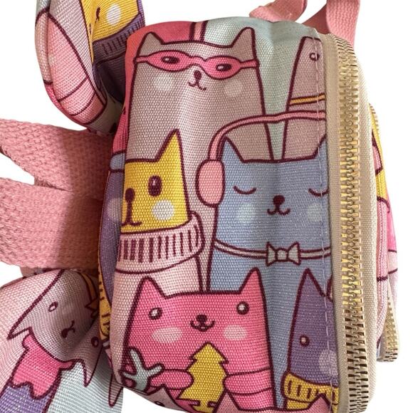 NWOT Yodalp Kids Backpack Adjustable Straps Light Pink Cat Print Cat Ears Mini - Picture 4 of 7